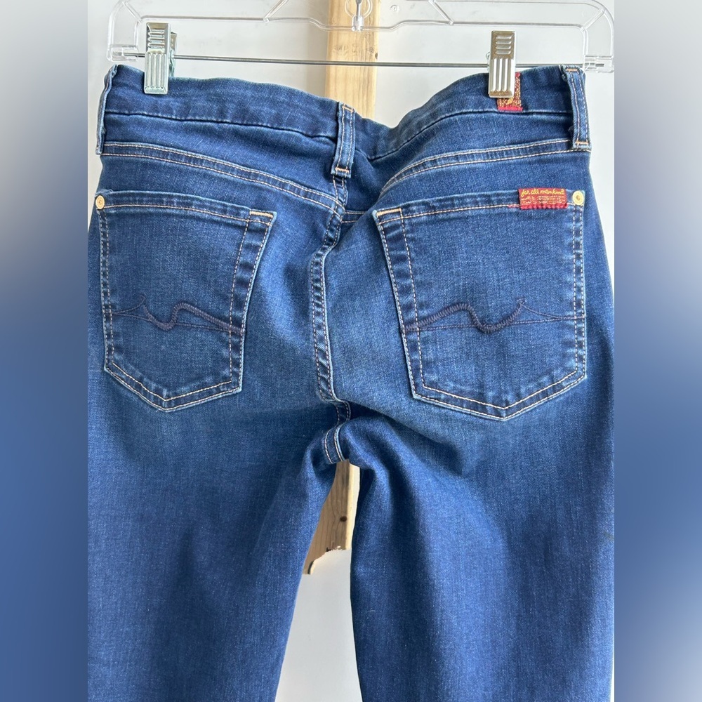 7 For All Mankind | Kimmie Crop | Blue Straight Leg Jeans | Size 29 - Picture 6 of 7